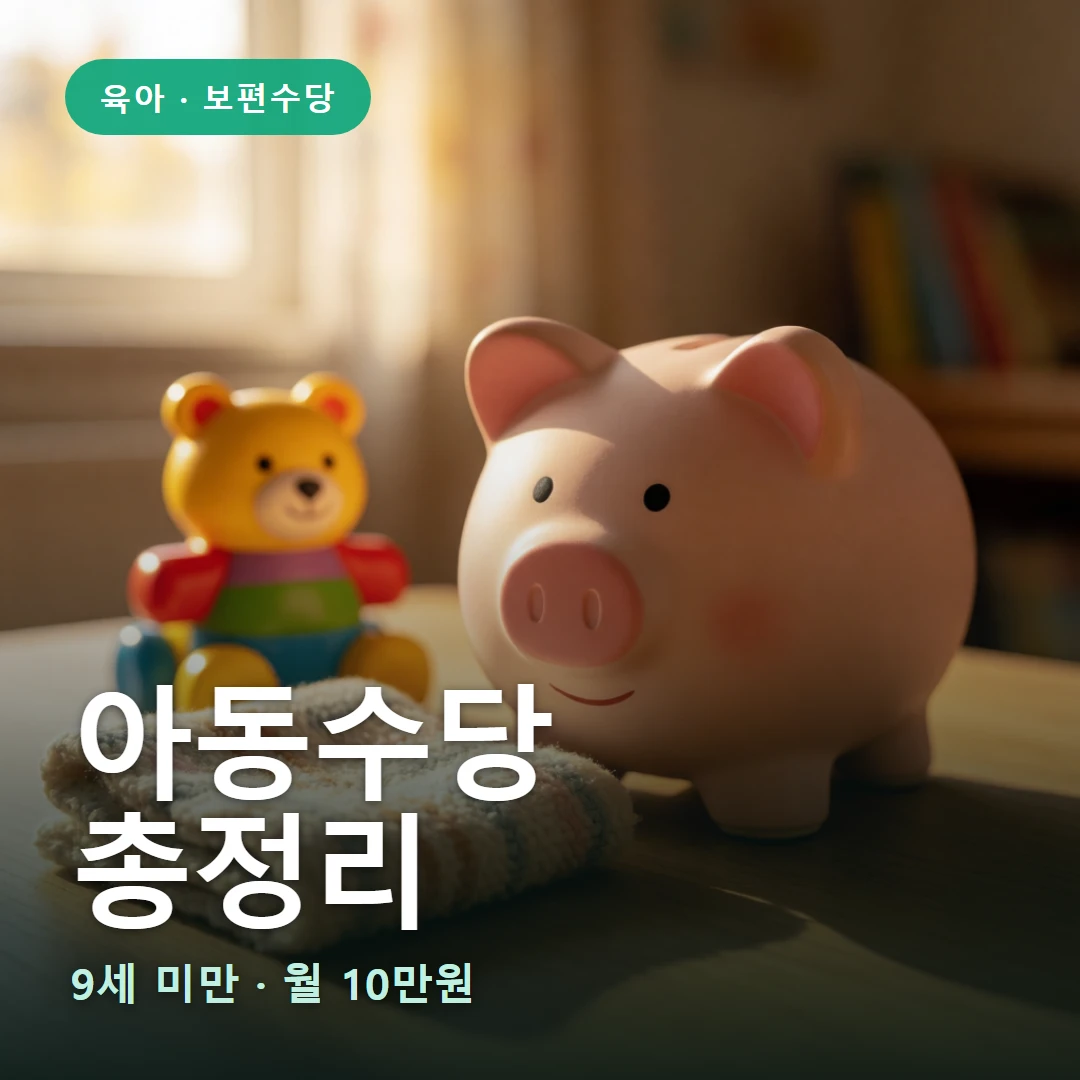 아동수당 요약 표지 — 9세 미만 · 월 10만원