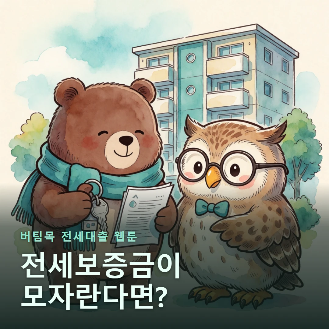 버팀목 전세대출 웹툰 표지 — 전세보증금이 모자란다면?
