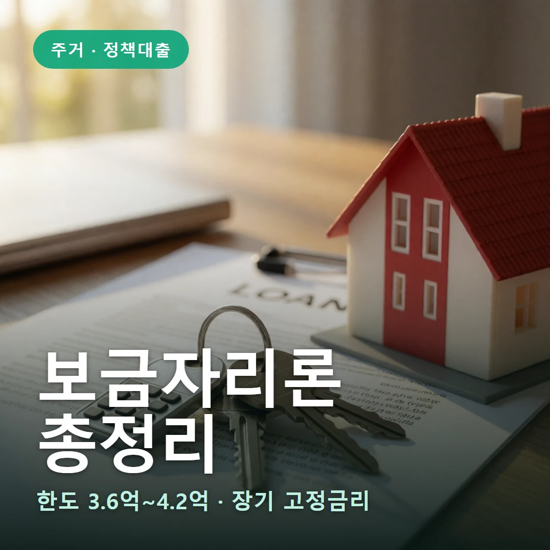 보금자리론 요약 표지 — 한도 3.6억~4.2억 · 장기 고정금리