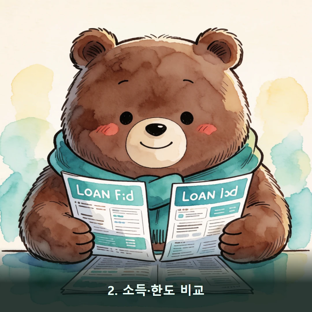 웹툰 2컷 — 2. 소득·한도 비교