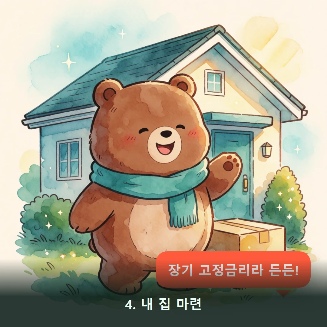 웹툰 4컷 — 4. 내 집 마련 (장기 고정금리라 든든!)
