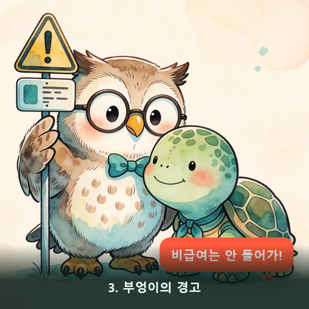 웹툰 3컷 — 3. 부엉이의 경고 (비급여는 안 들어가!)