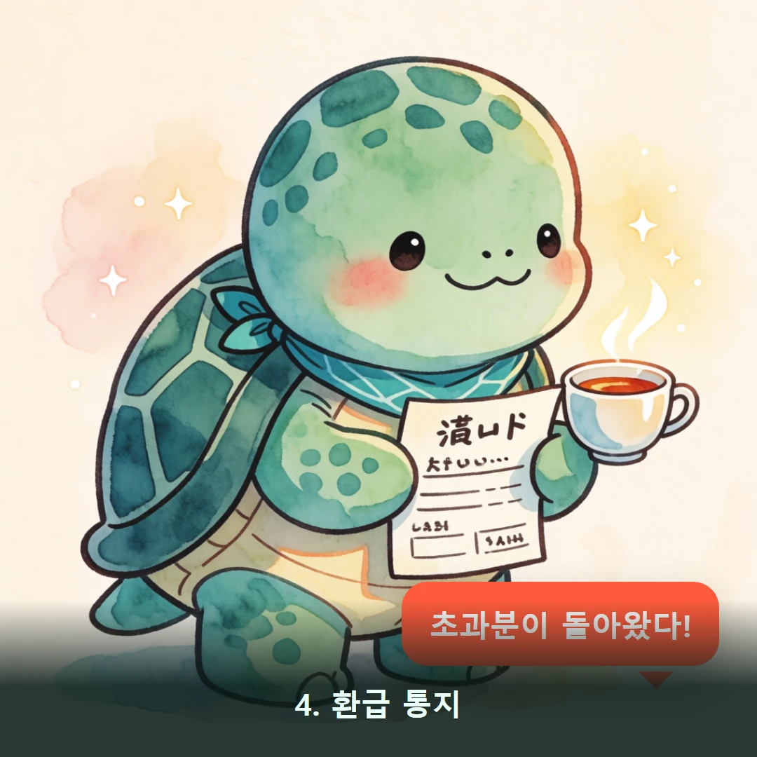 웹툰 4컷 — 4. 환급 통지 (초과분이 돌아왔다!)