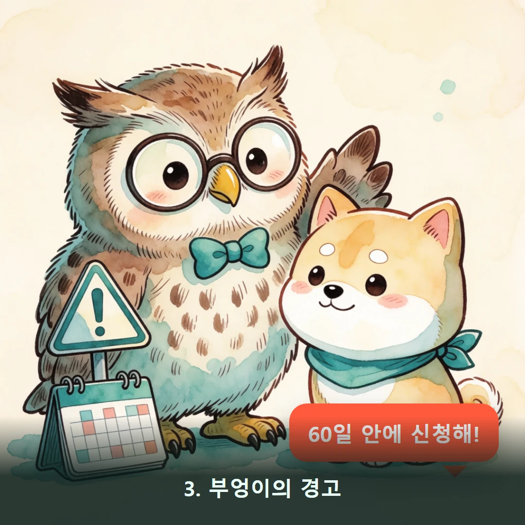 웹툰 3컷 — 3. 부엉이의 경고 (60일 안에 신청해!)
