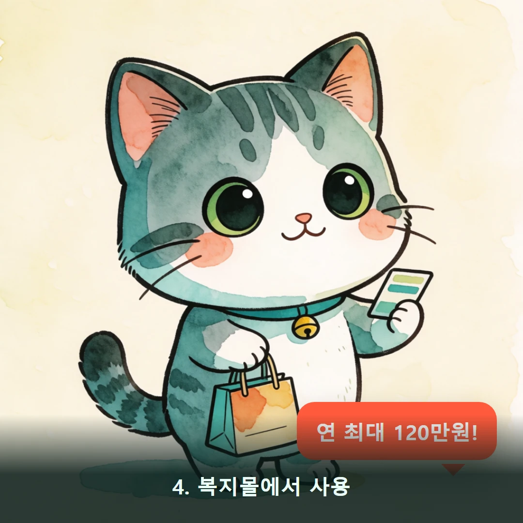 웹툰 4컷 — 4. 복지몰에서 사용 (연 최대 120만원!)