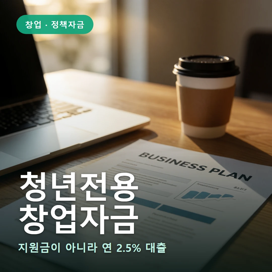 청년전용창업자금 요약 표지 — 지원금이 아니라 연 2.5% 대출