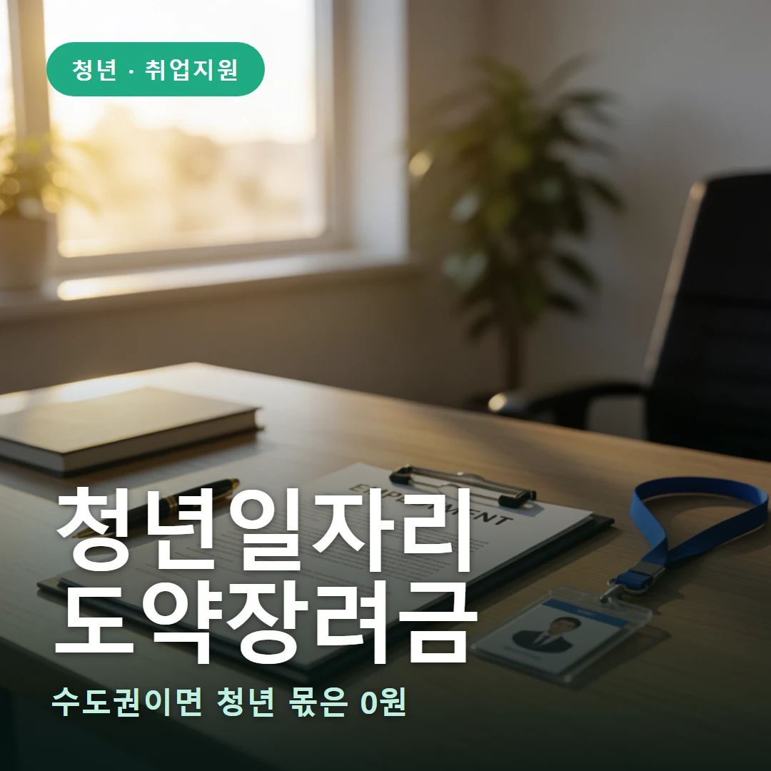 청년일자리도약장려금 요약 표지 — 수도권이면 청년 몫은 0원