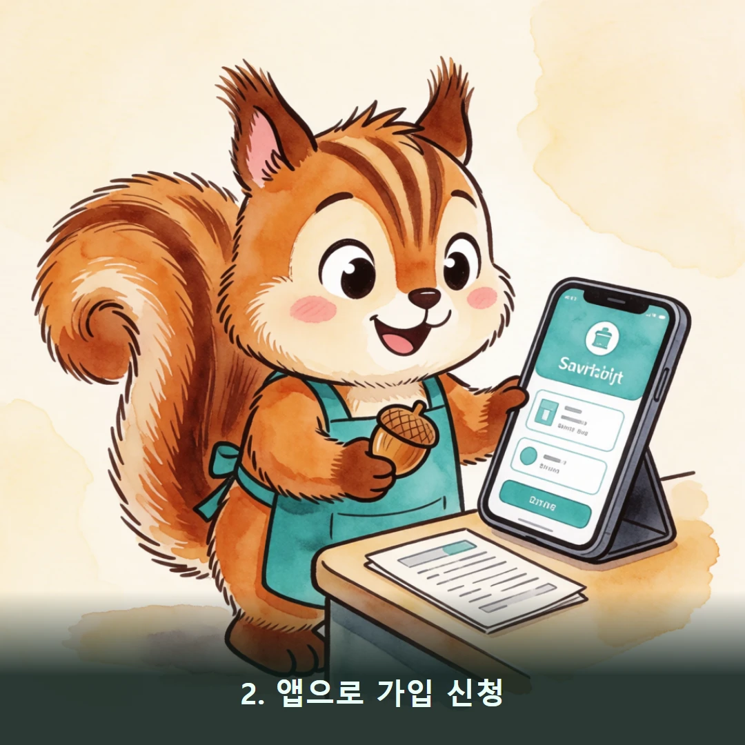 웹툰 2컷 — 2. 앱으로 가입 신청