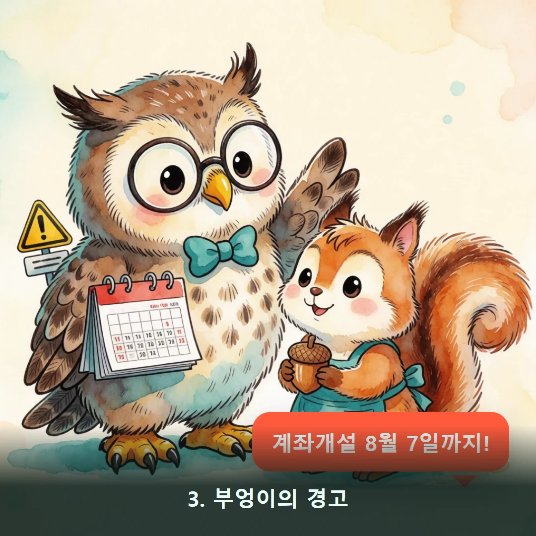 웹툰 3컷 — 3. 부엉이의 경고 (계좌개설 8월 7일까지!)
