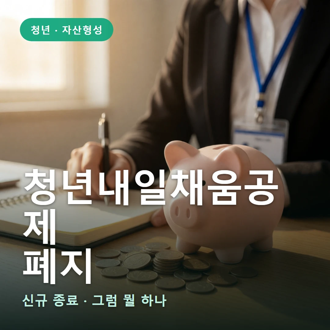 청년내일채움공제 요약 표지 — 신규 종료 · 그럼 뭘 하나