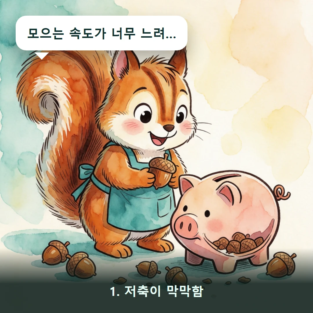 웹툰 1컷 — 1. 저축이 막막함 (모으는 속도가 너무 느려…)