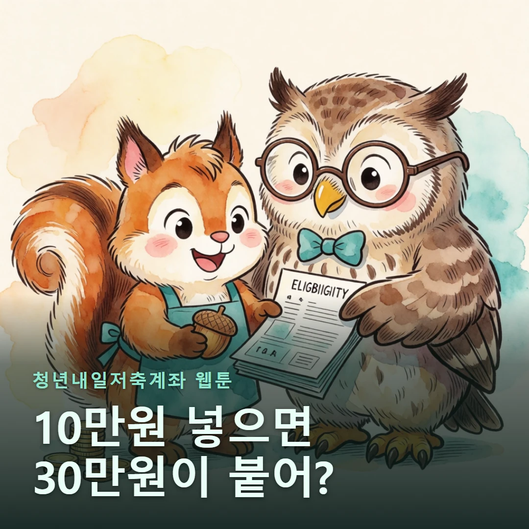 청년내일저축계좌 웹툰 표지 — 10만원 넣으면 30만원이 붙어?