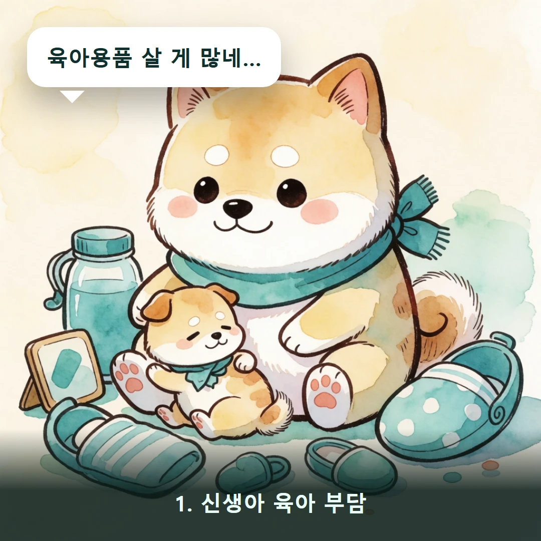 웹툰 1컷 — 1. 신생아 육아 부담 (육아용품 살 게 많네…)