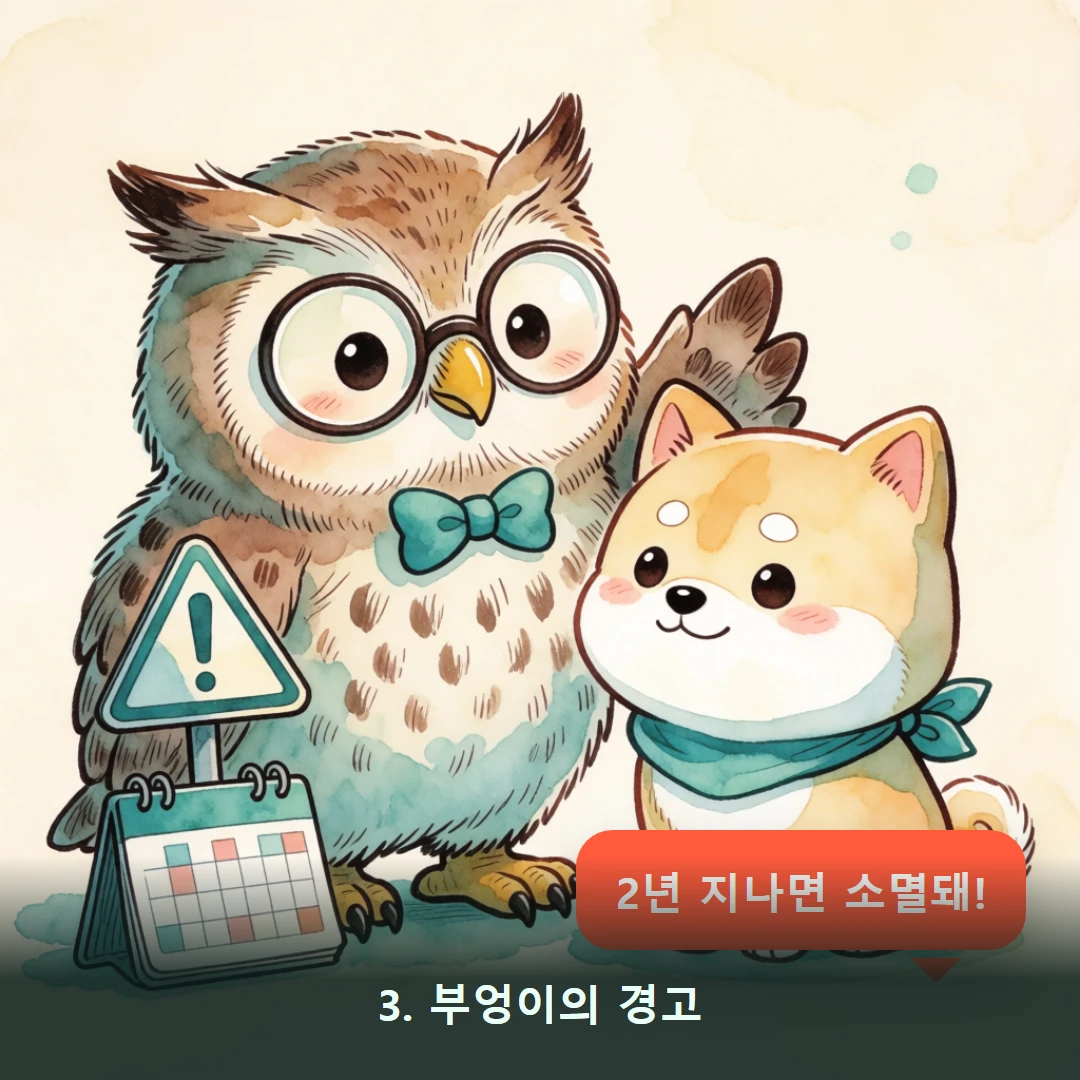 웹툰 3컷 — 3. 부엉이의 경고 (2년 지나면 소멸돼!)