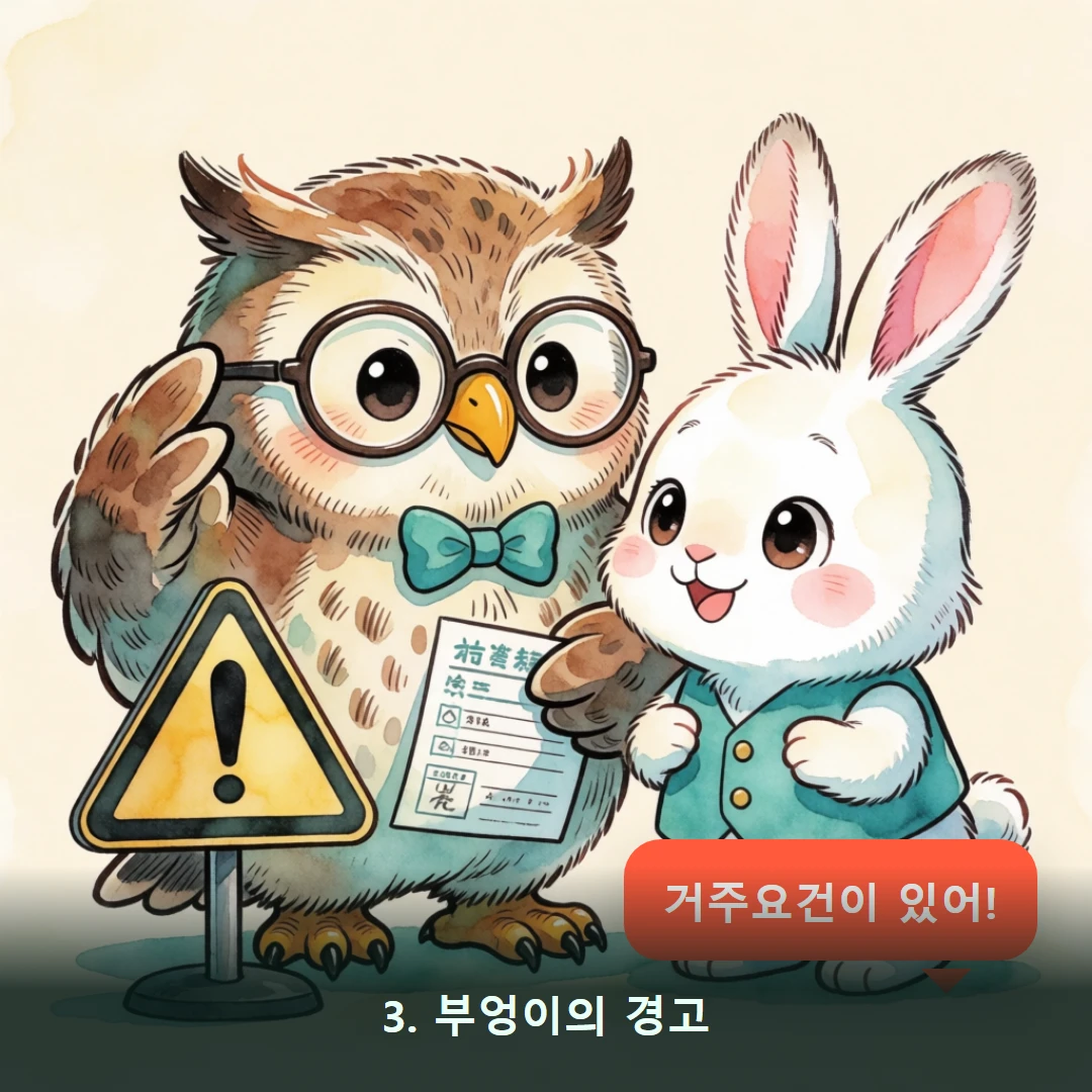 웹툰 3컷 — 3. 부엉이의 경고 (거주요건이 있어!)
