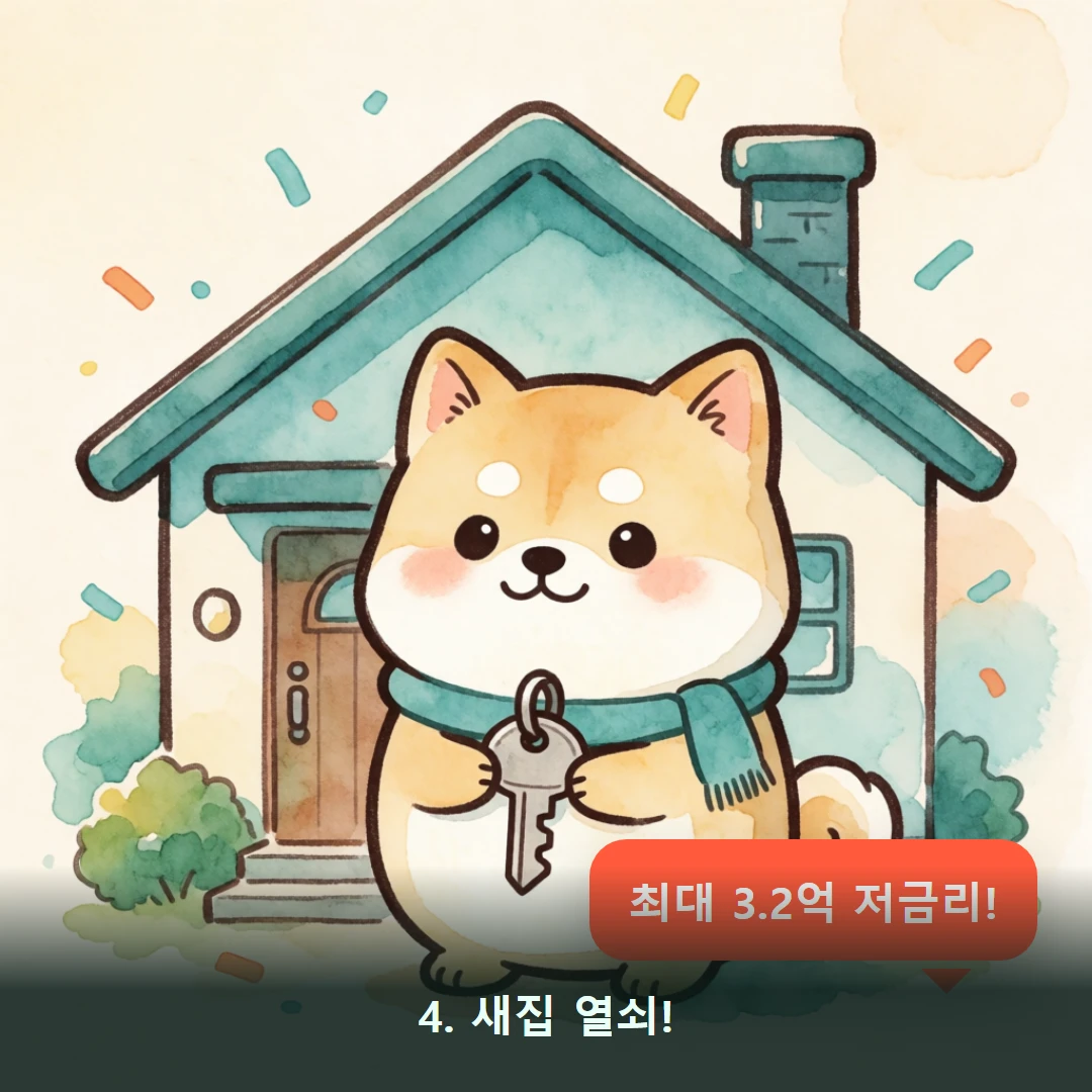 웹툰 4컷 — 4. 새집 열쇠! (최대 3.2억 저금리!)