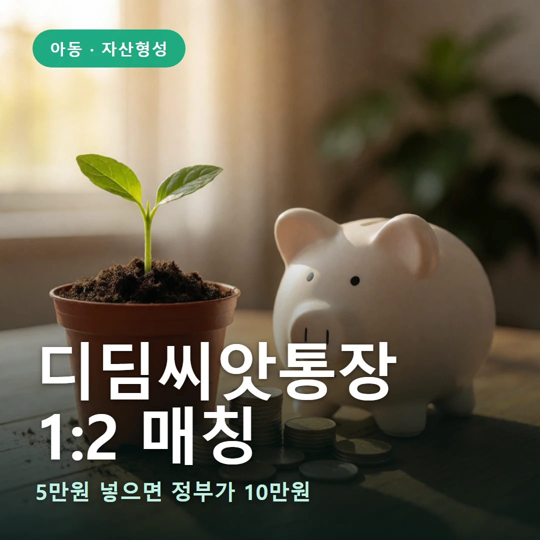 디딤씨앗통장 요약 표지 — 5만원 넣으면 정부가 10만원