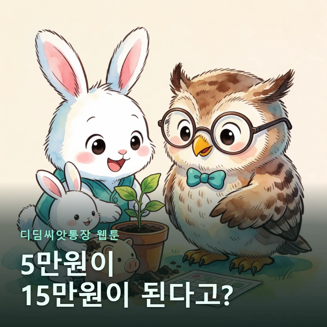 디딤씨앗통장 웹툰 표지 — 5만원이 15만원이 된다고?