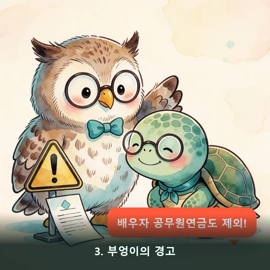 웹툰 3컷 — 3. 부엉이의 경고 (배우자 공무원연금도 제외!)