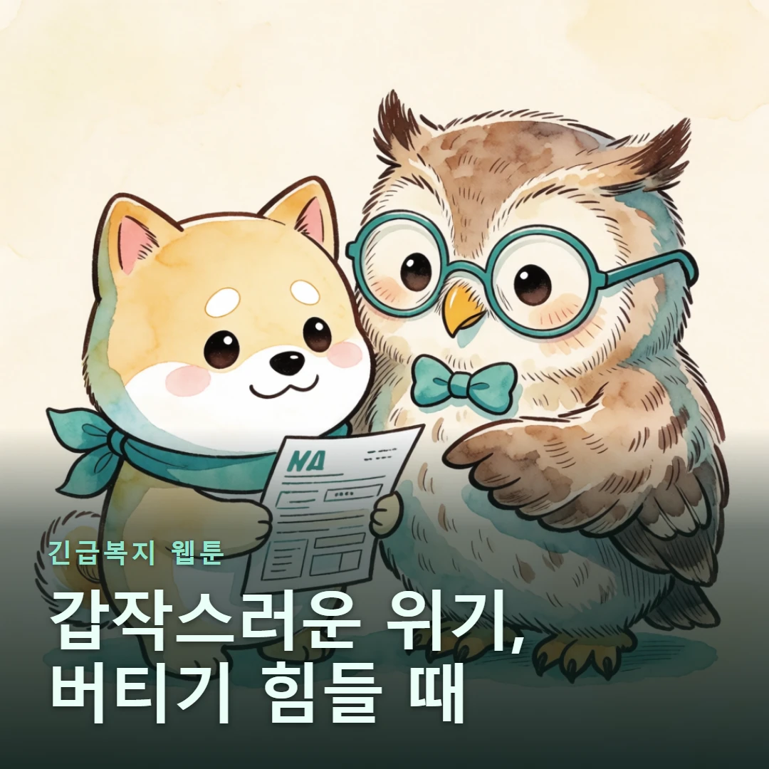 긴급복지 웹툰 표지 — 갑작스러운 위기, 버티기 힘들 때