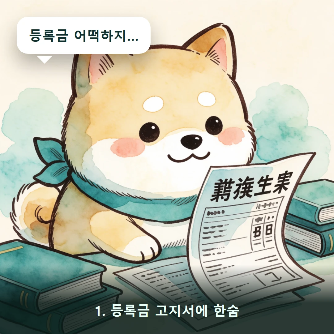 웹툰 1컷 — 1. 등록금 고지서에 한숨 (등록금 어떡하지…)