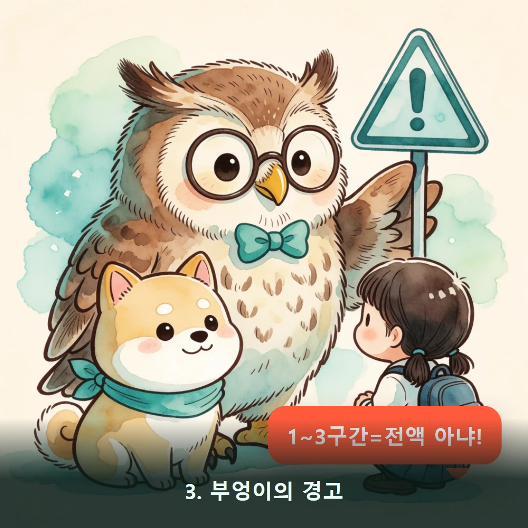 웹툰 3컷 — 3. 부엉이의 경고 (1~3구간=전액 아냐!)