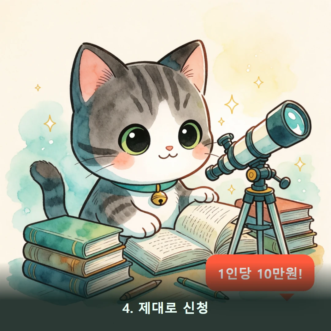 웹툰 4컷 — 4. 제대로 신청 (1인당 10만원!)