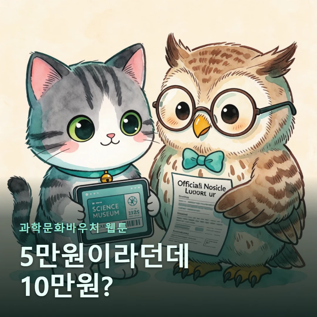 과학문화바우처 웹툰 표지 — 5만원이라던데 10만원?