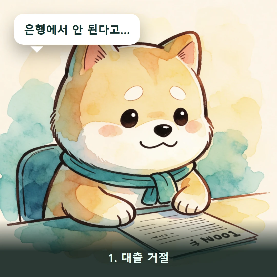 웹툰 1컷 — 1. 대출 거절 (은행에서 안 된다고…)