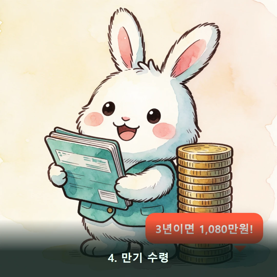 웹툰 4컷 — 4. 만기 수령 (3년이면 1,080만원!)