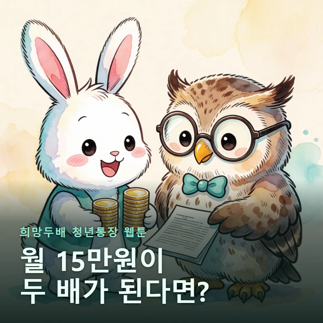 희망두배 청년통장 웹툰 표지 — 월 15만원이 두 배가 된다면?