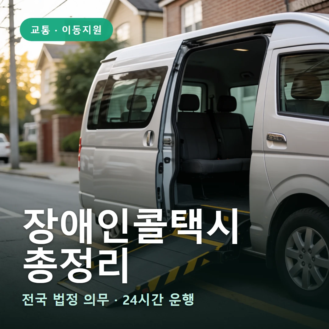 장애인콜택시 요약 표지 — 전국 법정 의무 · 24시간 운행