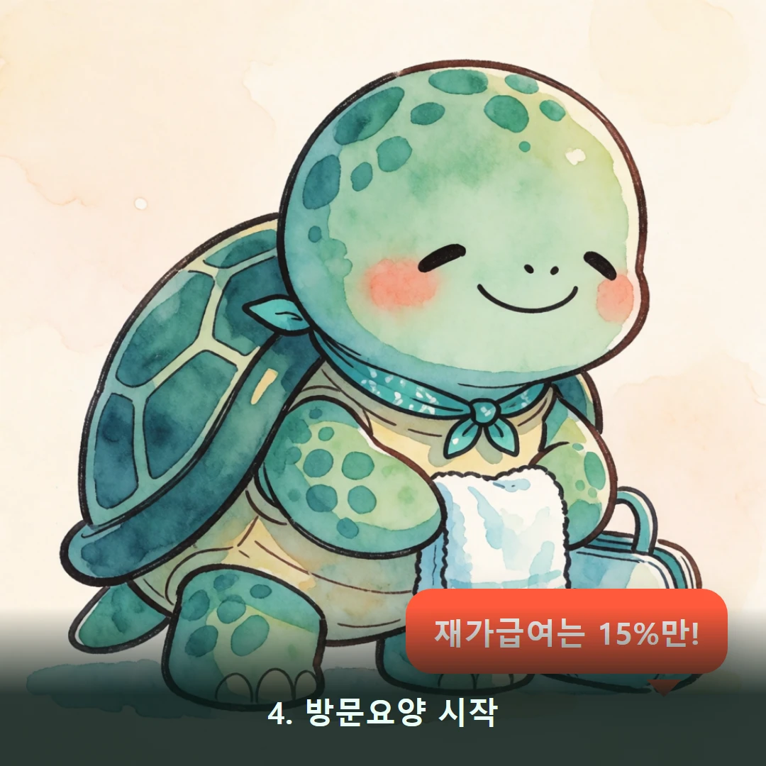 웹툰 4컷 — 4. 방문요양 시작 (재가급여는 15%만!)
