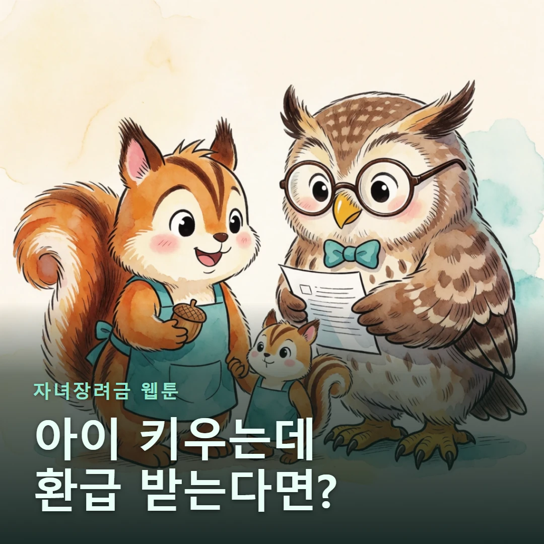 자녀장려금 웹툰 표지 — 아이 키우는데 환급 받는다면?