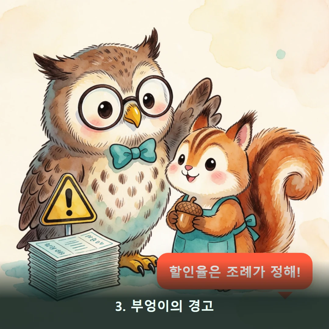 웹툰 3컷 — 3. 부엉이의 경고 (할인율은 조례가 정해!)