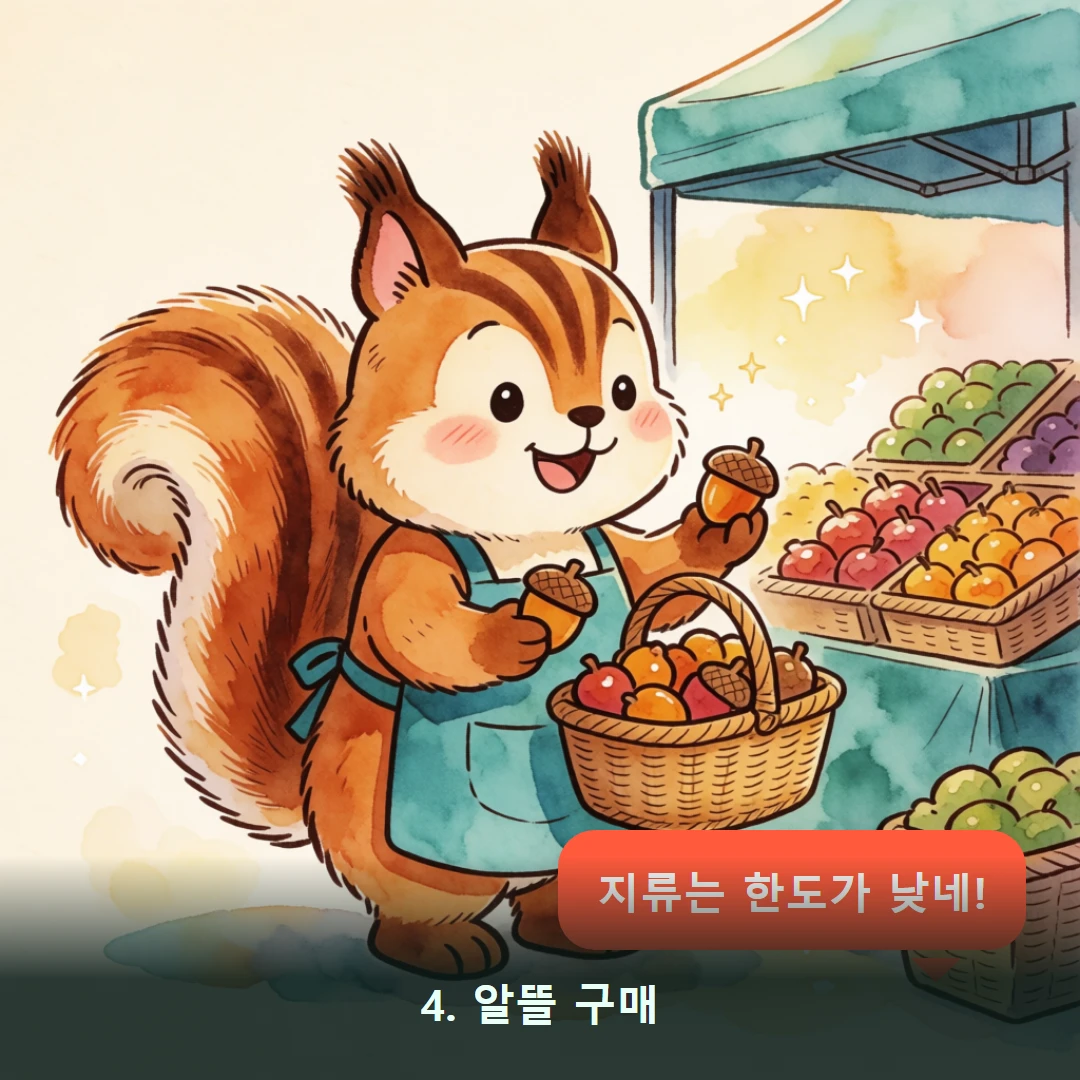 웹툰 4컷 — 4. 알뜰 구매 (지류는 한도가 낮네!)