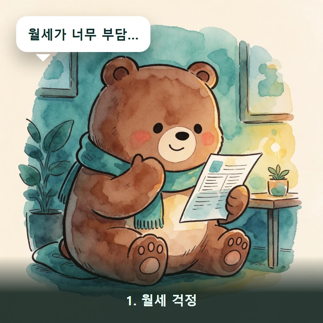 웹툰 1컷 — 1. 월세 걱정 (월세가 너무 부담…)