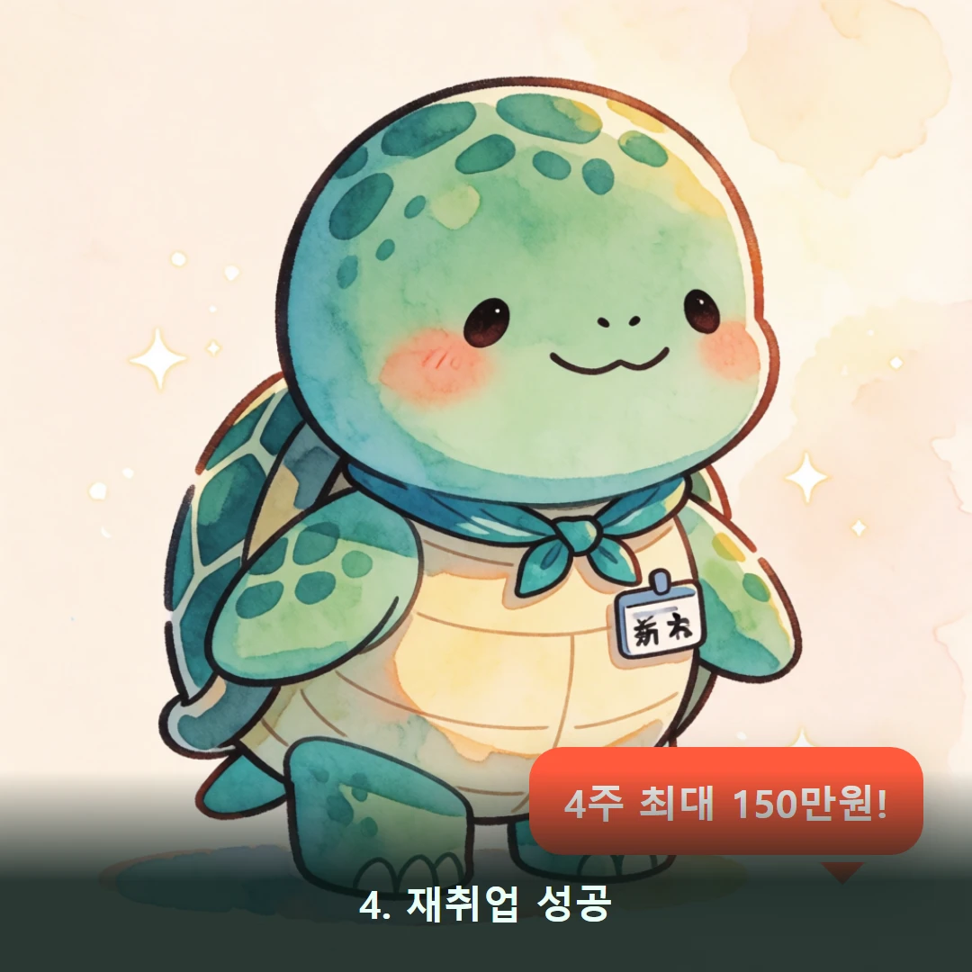 웹툰 4컷 — 4. 재취업 성공 (4주 최대 150만원!)