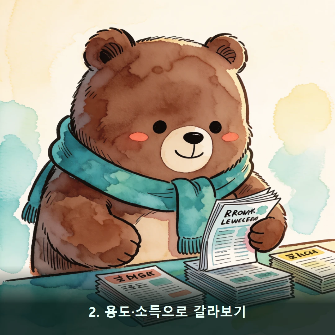 웹툰 2컷 — 2. 용도·소득으로 갈라보기