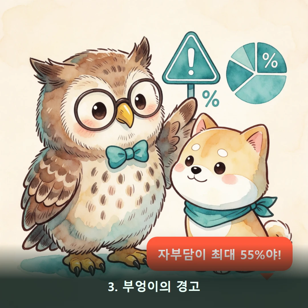웹툰 3컷 — 3. 부엉이의 경고 (자부담이 최대 55%야!)