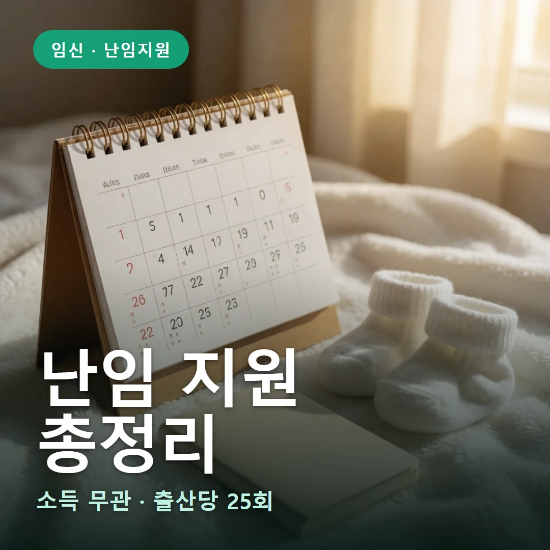 난임 지원 요약 표지 — 소득 무관 · 출산당 25회