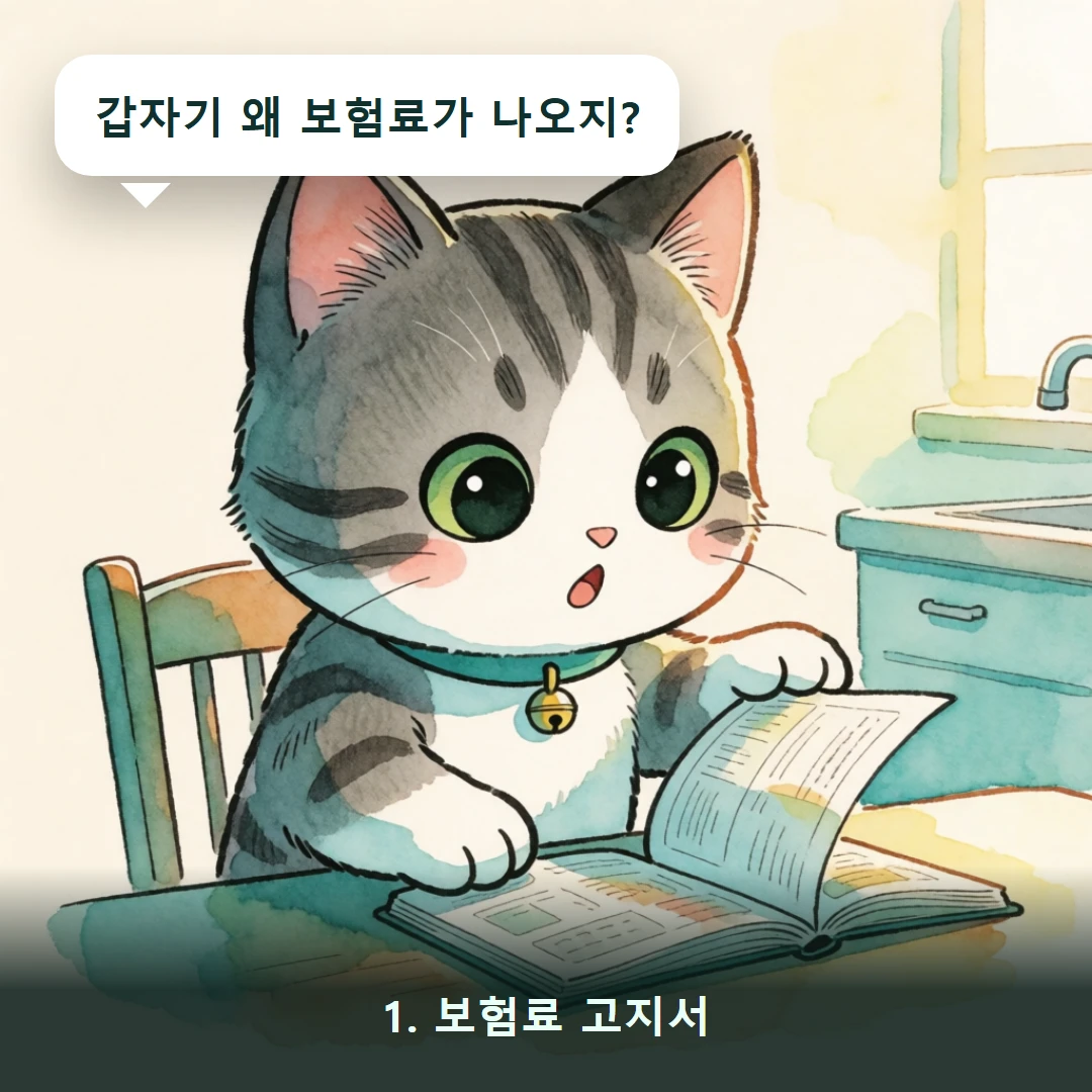 웹툰 1컷 — 1. 보험료 고지서 (갑자기 왜 보험료가 나오지?)