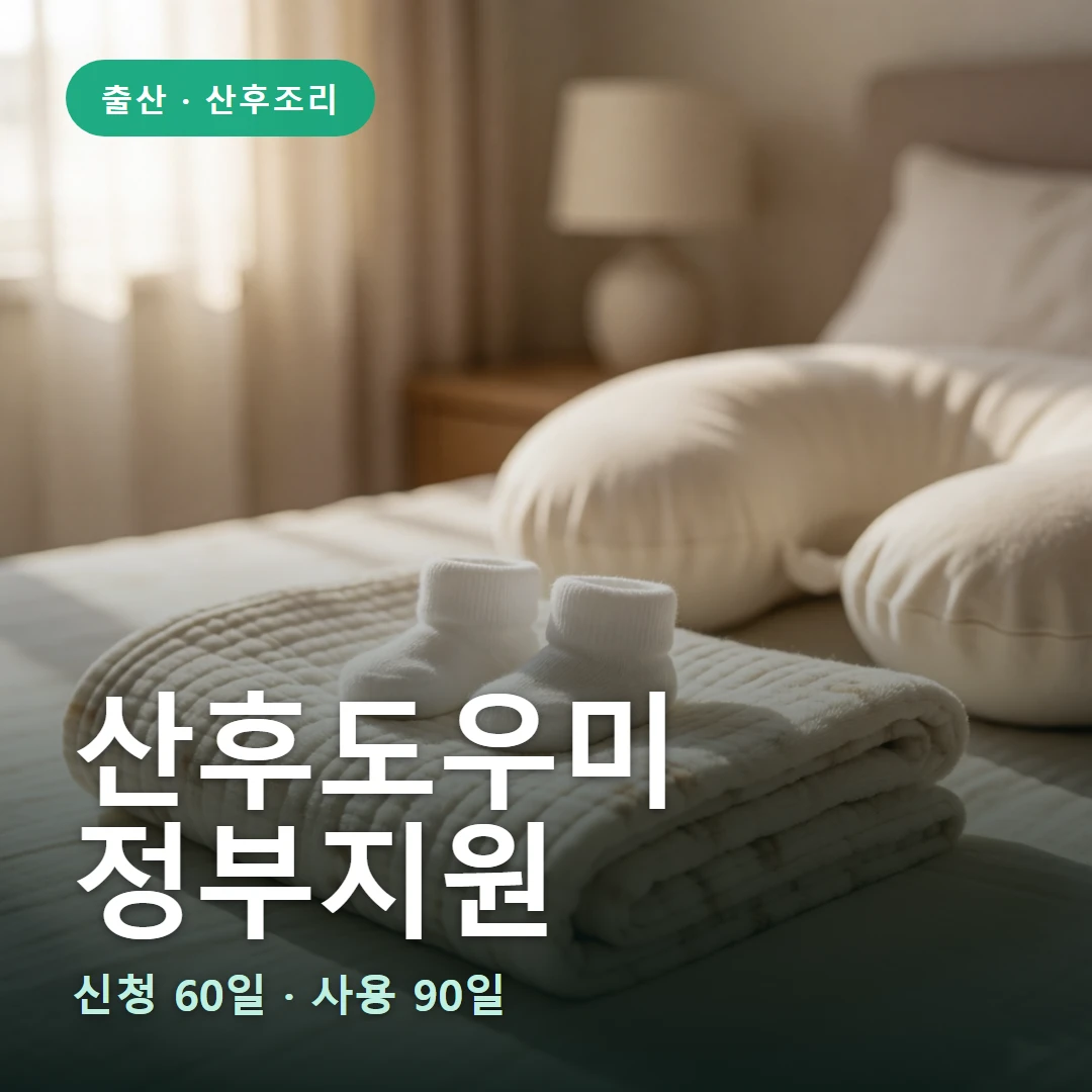 산후도우미 요약 표지 — 신청 60일 · 사용 90일