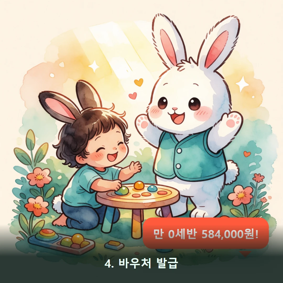 웹툰 4컷 — 4. 바우처 발급 (만 0세반 584,000원!)