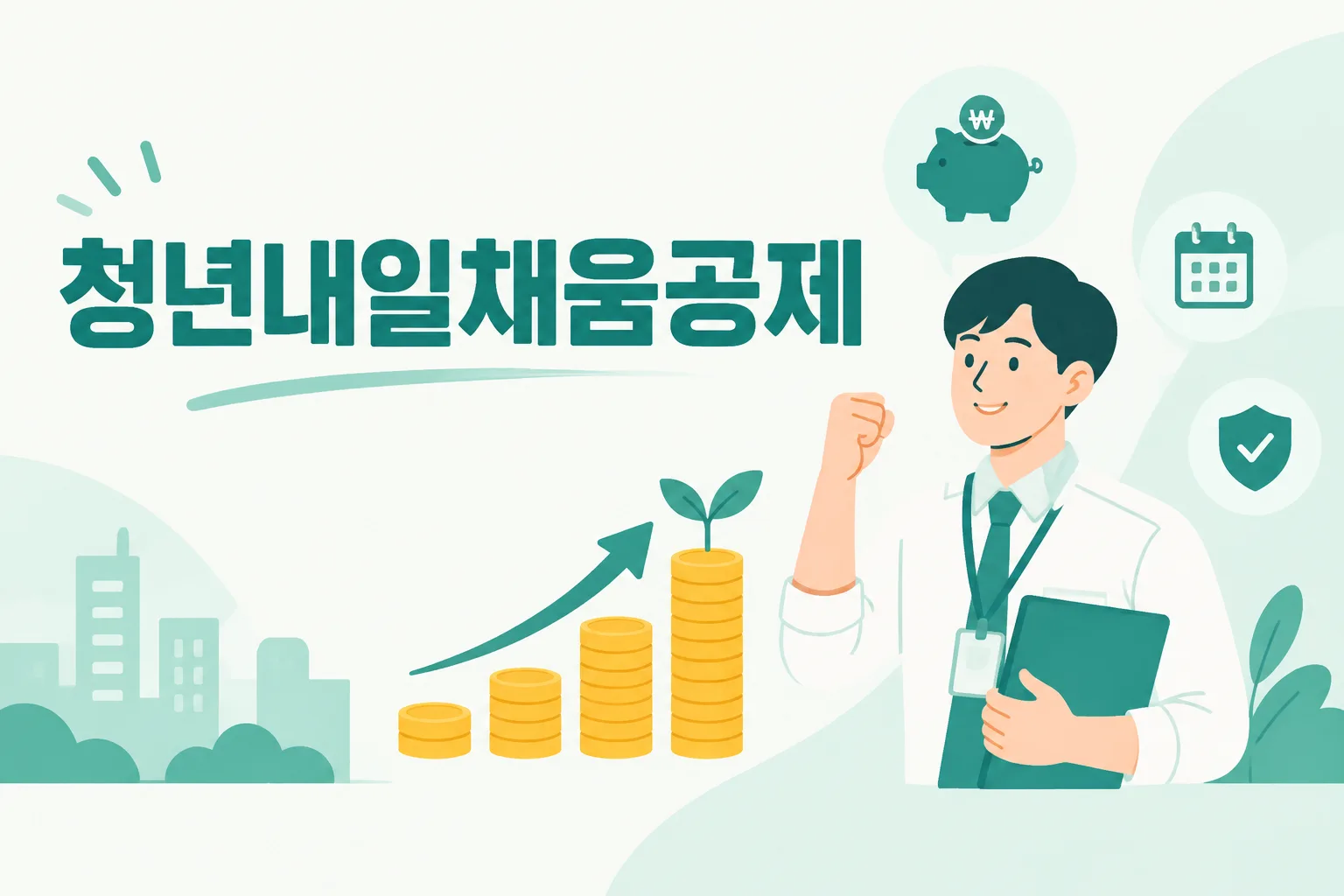 청년내일채움공제 안내 일러스트 — 신규 불가 — 2026년 청년은 청년미래적금·희망두배 청년통장 검토