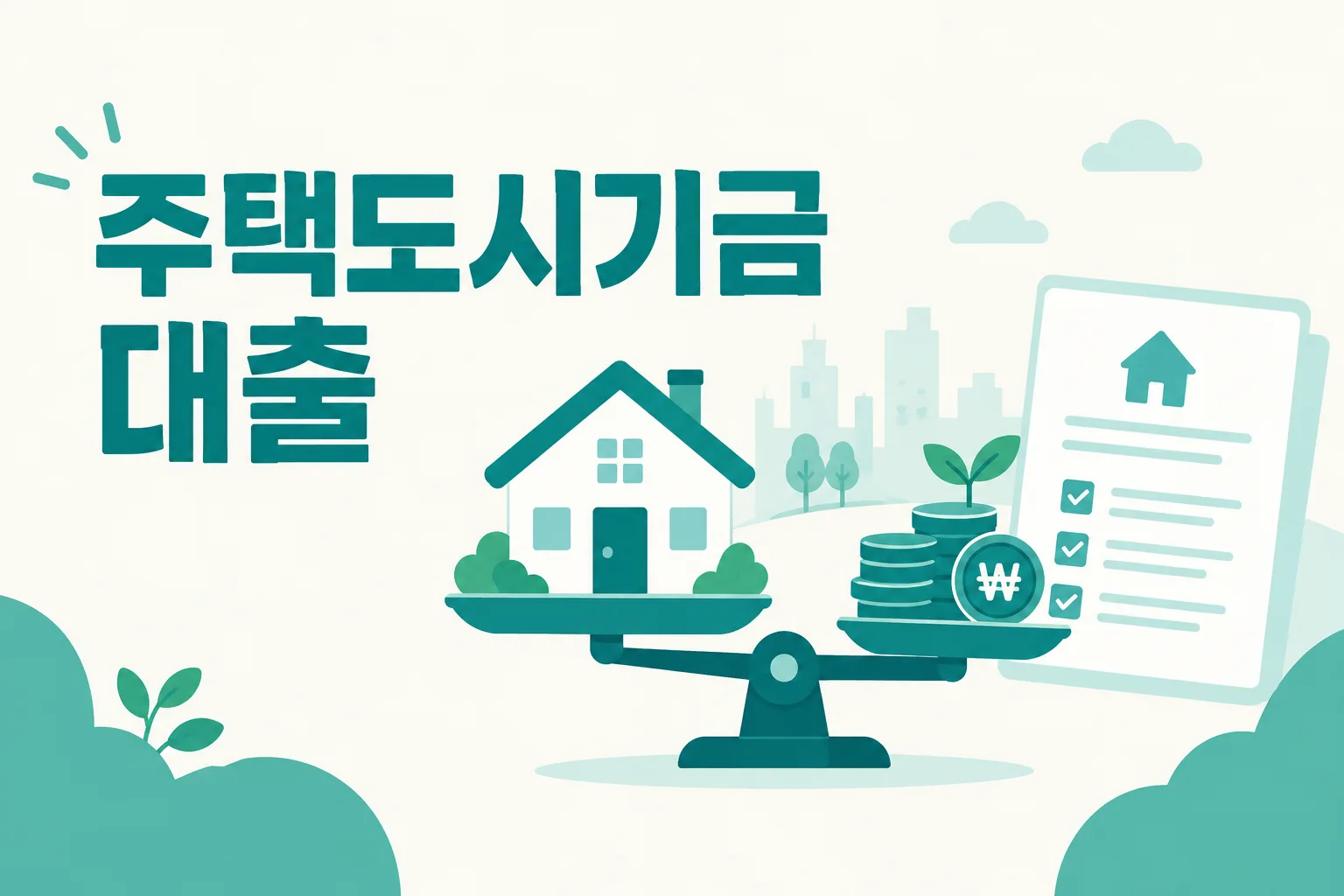 주택도시기금 대출 안내 일러스트 — 구입 디딤돌·보금자리론·신생아특례 / 전세 버팀목 비교